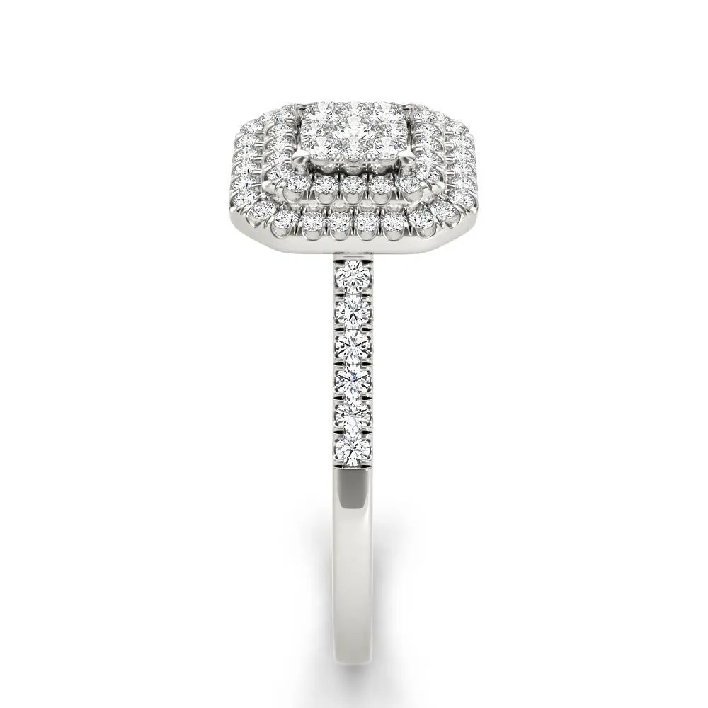 De Couer 10k White Gold 1/3ct TDW Diamond Double Halo Engagement Ring sold by Zulily product image thumbnail 3