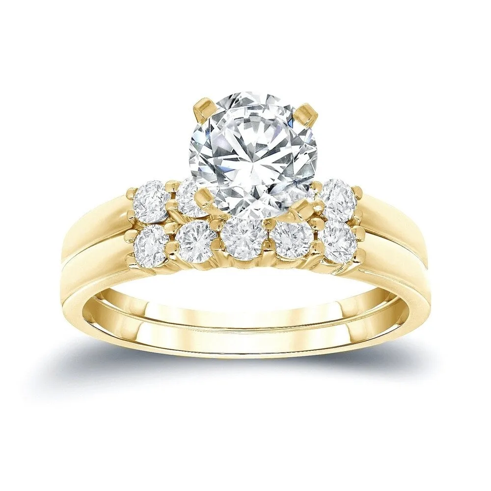 Auriya 14k Gold 1 carat TW Round 5-stone Diamond Engagement Ring Set sold by Zulily product image thumbnail 2