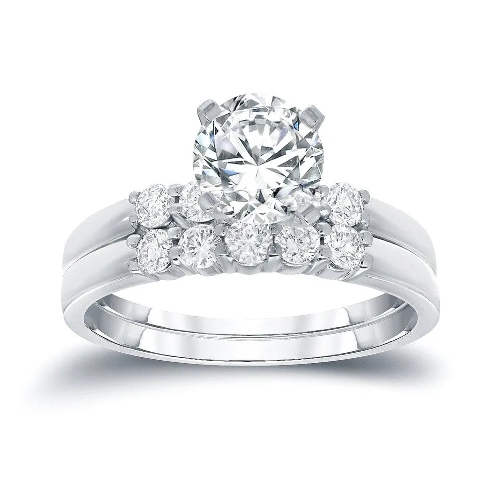 Auriya 14k Gold 1 carat TW Round 5-stone Diamond Engagement Ring Set sold by Zulily