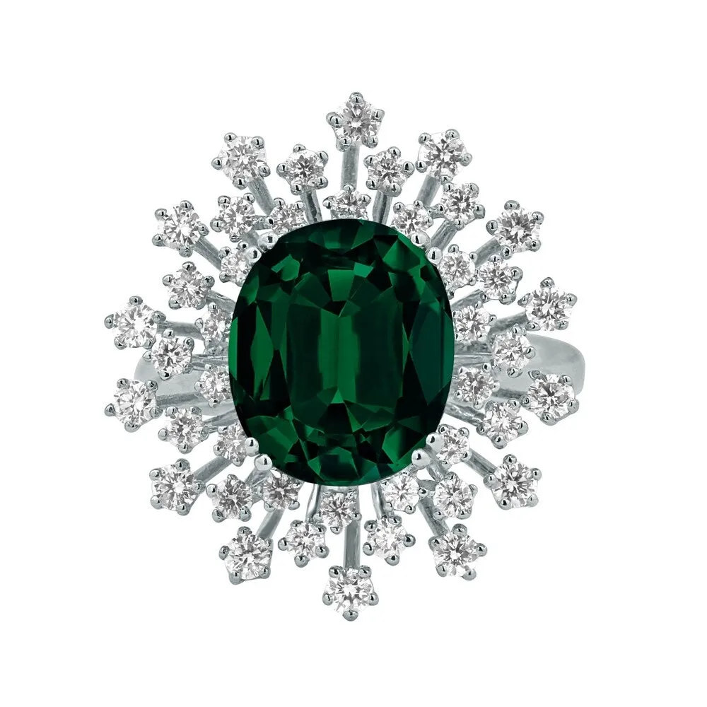 Auriya 3 3/4ct Oval-cut Emerald and Halo Diamond Ring 1ctw 18K Gold sold by Zulily product image thumbnail 2