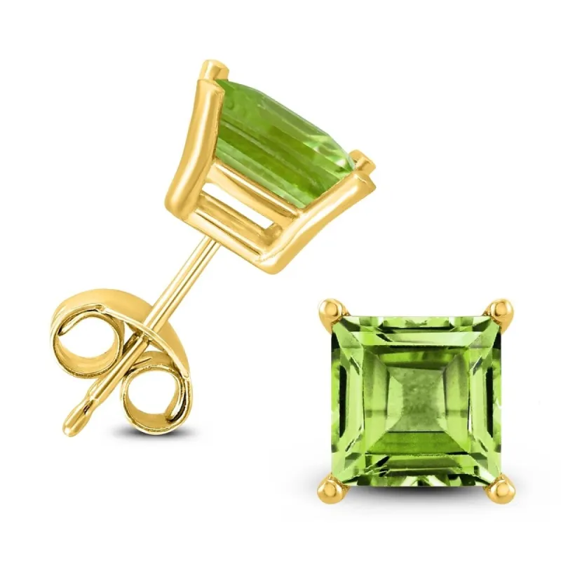 14K Yellow Gold 5MM Square Peridot Earrings sold by Zulily