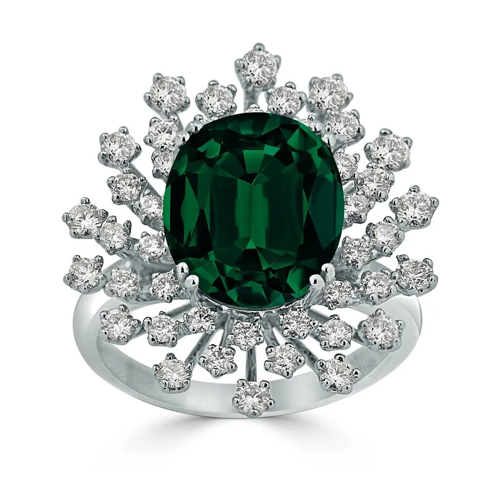 Auriya 3 3/4ct Oval-cut Emerald and Halo Diamond Ring 1ctw 18K Gold sold by Zulily