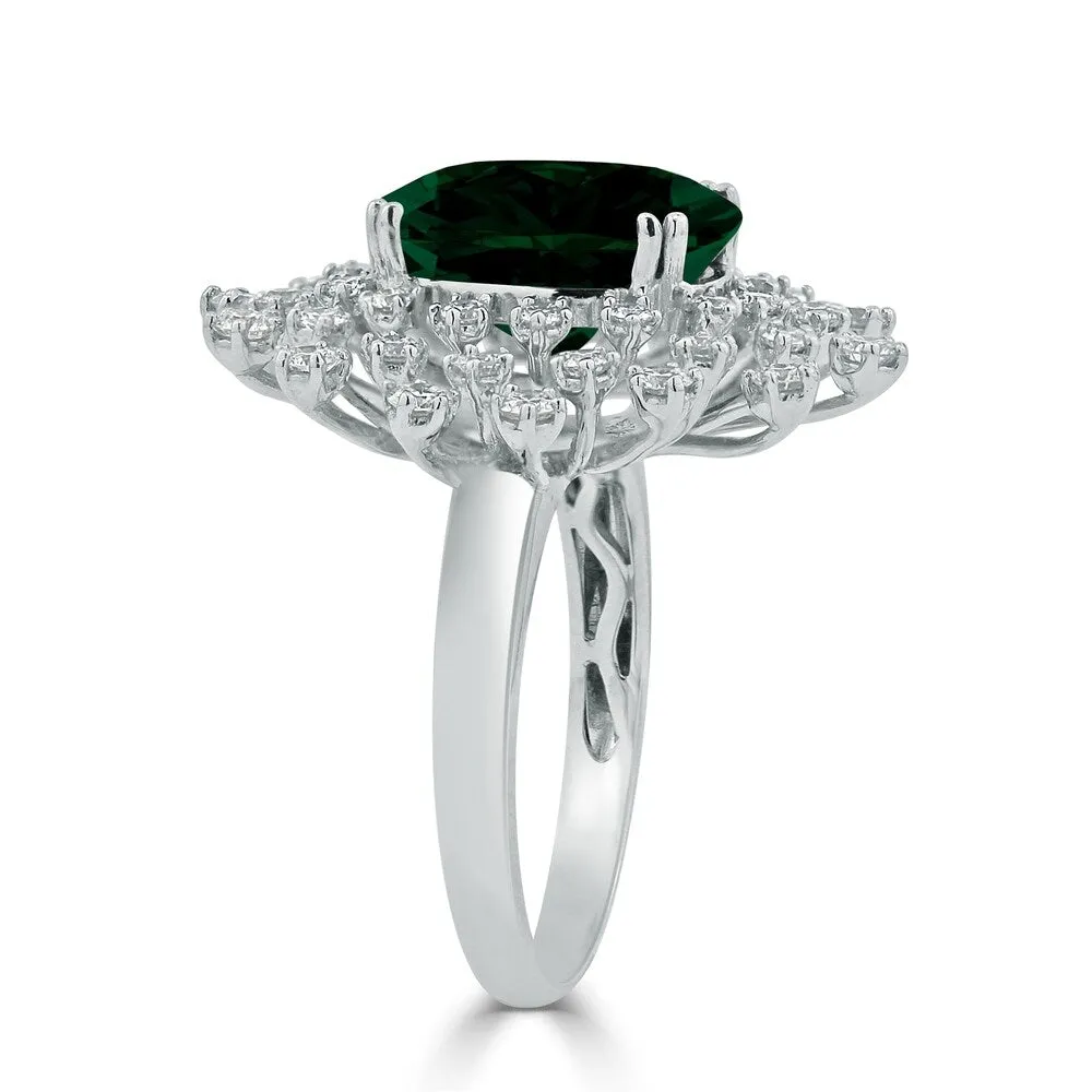 Auriya 3 3/4ct Oval-cut Emerald and Halo Diamond Ring 1ctw 18K Gold sold by Zulily product image thumbnail 3