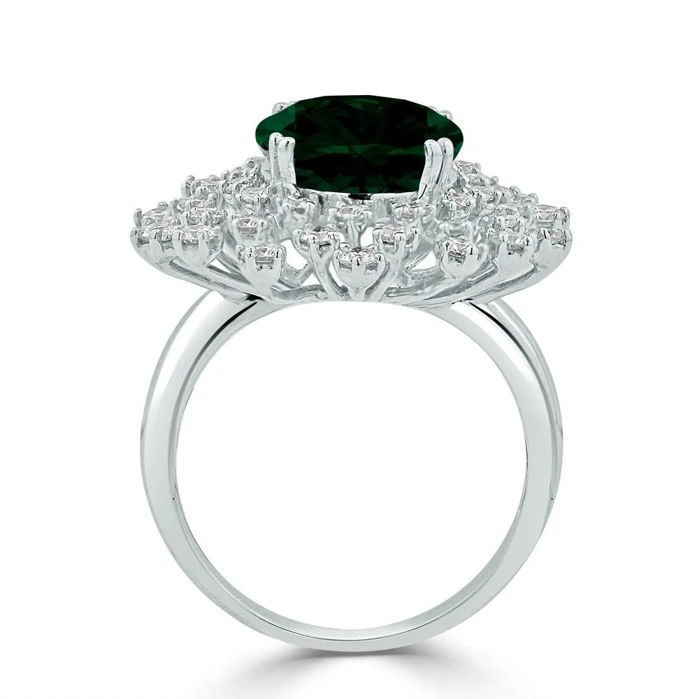 Auriya 3 3/4ct Oval-cut Emerald and Halo Diamond Ring 1ctw 18K Gold sold by Zulily product image thumbnail 4
