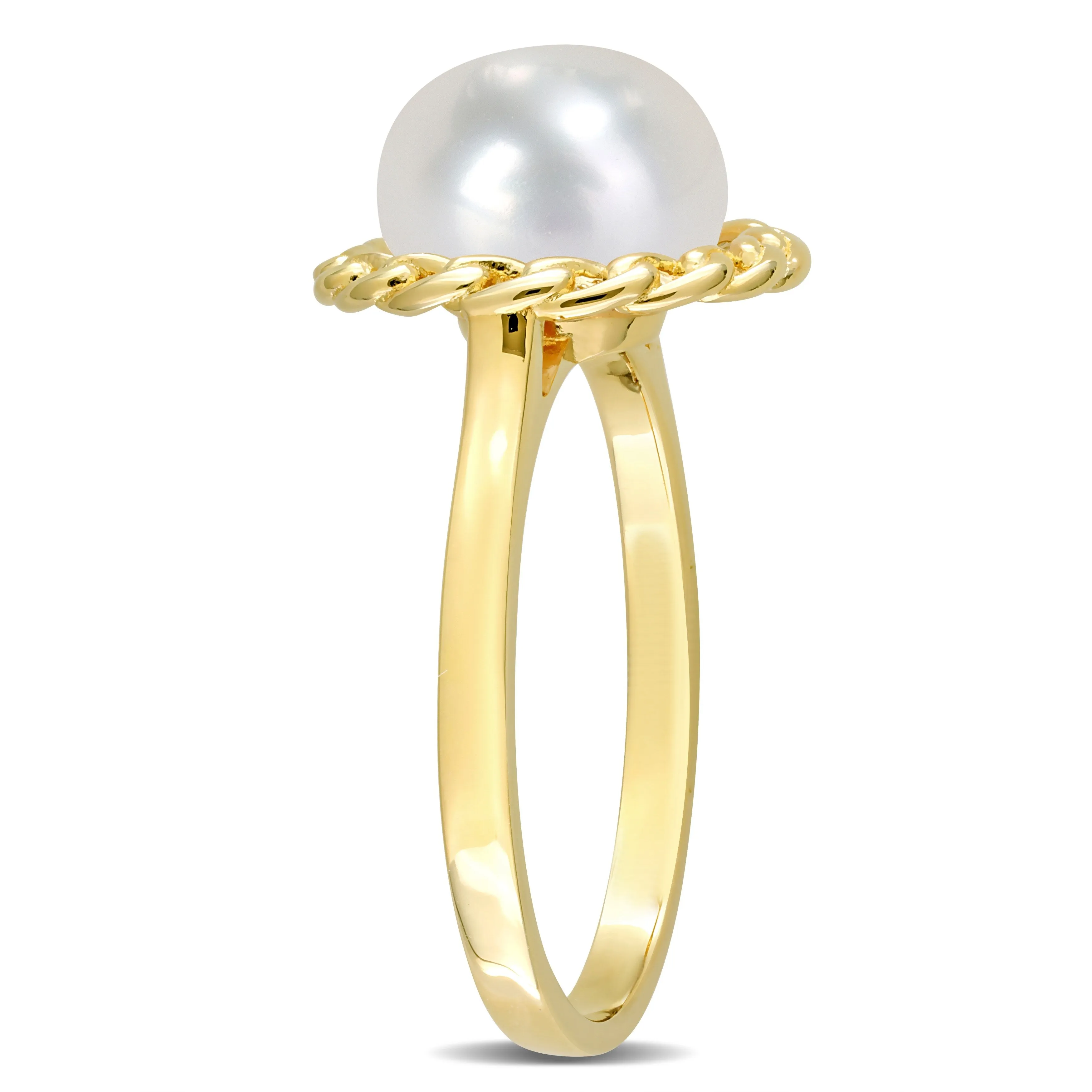 Miadora 9-9.5mm Cultured Freshwater Pearl Halo Link Ring in Yellow Silver sold by Zulily product image thumbnail 3