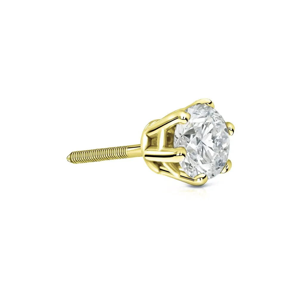 Auriya 14k Gold 1/3ct TDW Round 6-Prong SINGLE STUD (1) Diamond Earring sold by Zulily