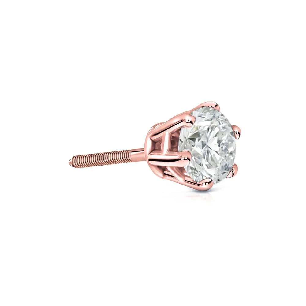 Auriya 14k Gold 1/3ct TDW Round 6-Prong SINGLE STUD (1) Diamond Earring sold by Zulily product image thumbnail 3