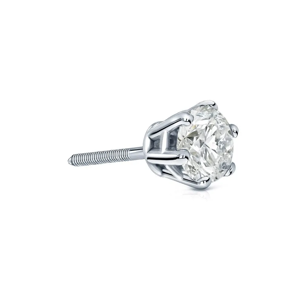 Auriya 14k Gold 1/3ct TDW Round 6-Prong SINGLE STUD (1) Diamond Earring sold by Zulily product image thumbnail 2