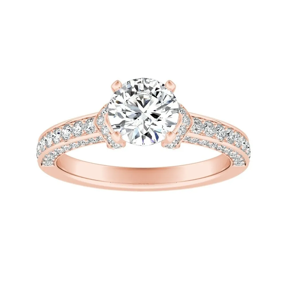 Auriya Round 1/2ct Moissanite and 3/8ct TDW Diamond Engagement Ring 14K Gold sold by Zulily product image thumbnail 3