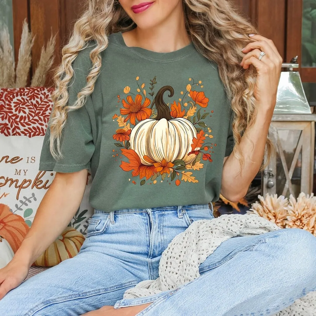 Fall Pumpkin Floral Garment Dyed Tee sold by Zulily product image thumbnail 3
