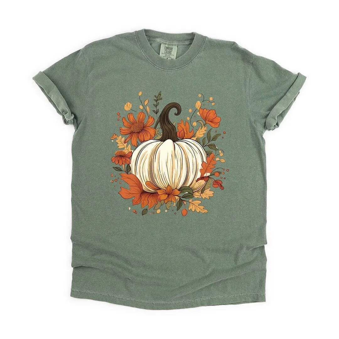 Fall Pumpkin Floral Garment Dyed Tee sold by Zulily product image thumbnail 2