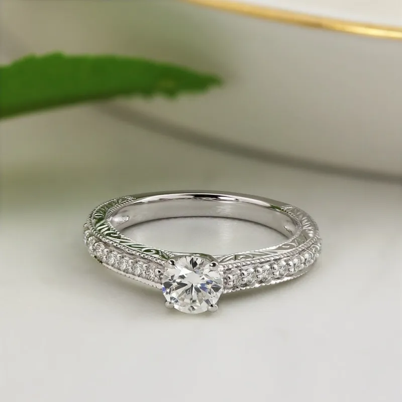 Auriya 14k Gold 1/2ct Vintage Moissanite and Diamond Engagement Ring 1/4ctw sold by Zulily