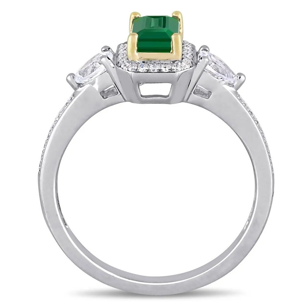 Miadora 2-Tone 14k Gold Emerald White Sapphire and 1/8ct TDW Diamond 3-Stone Ring sold by Zulily product image thumbnail 3