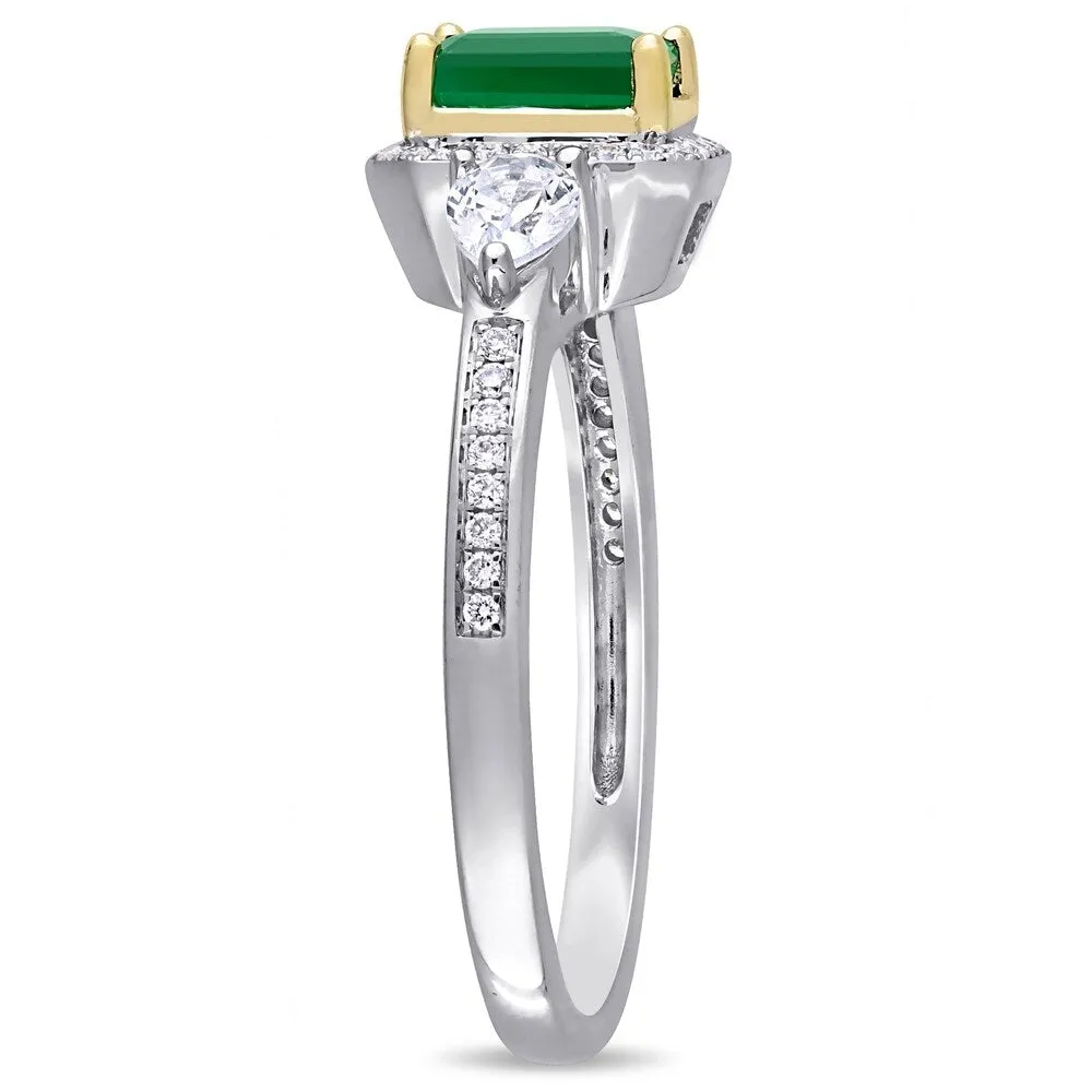 Miadora 2-Tone 14k Gold Emerald White Sapphire and 1/8ct TDW Diamond 3-Stone Ring sold by Zulily product image thumbnail 2