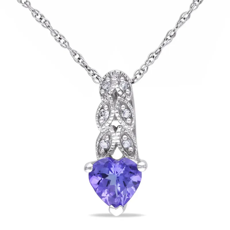 Miadora 10k White Gold Tanzanite and Diamond Heart Necklace sold by Zulily