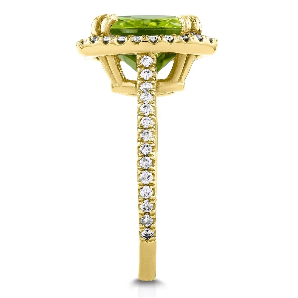 Annello by Kobelli 14k Gold 2 3/5ct TGW Oval Cut Green Peridot and Diamond Halo Gemstone Ring sold by Zulily product image thumbnail 5