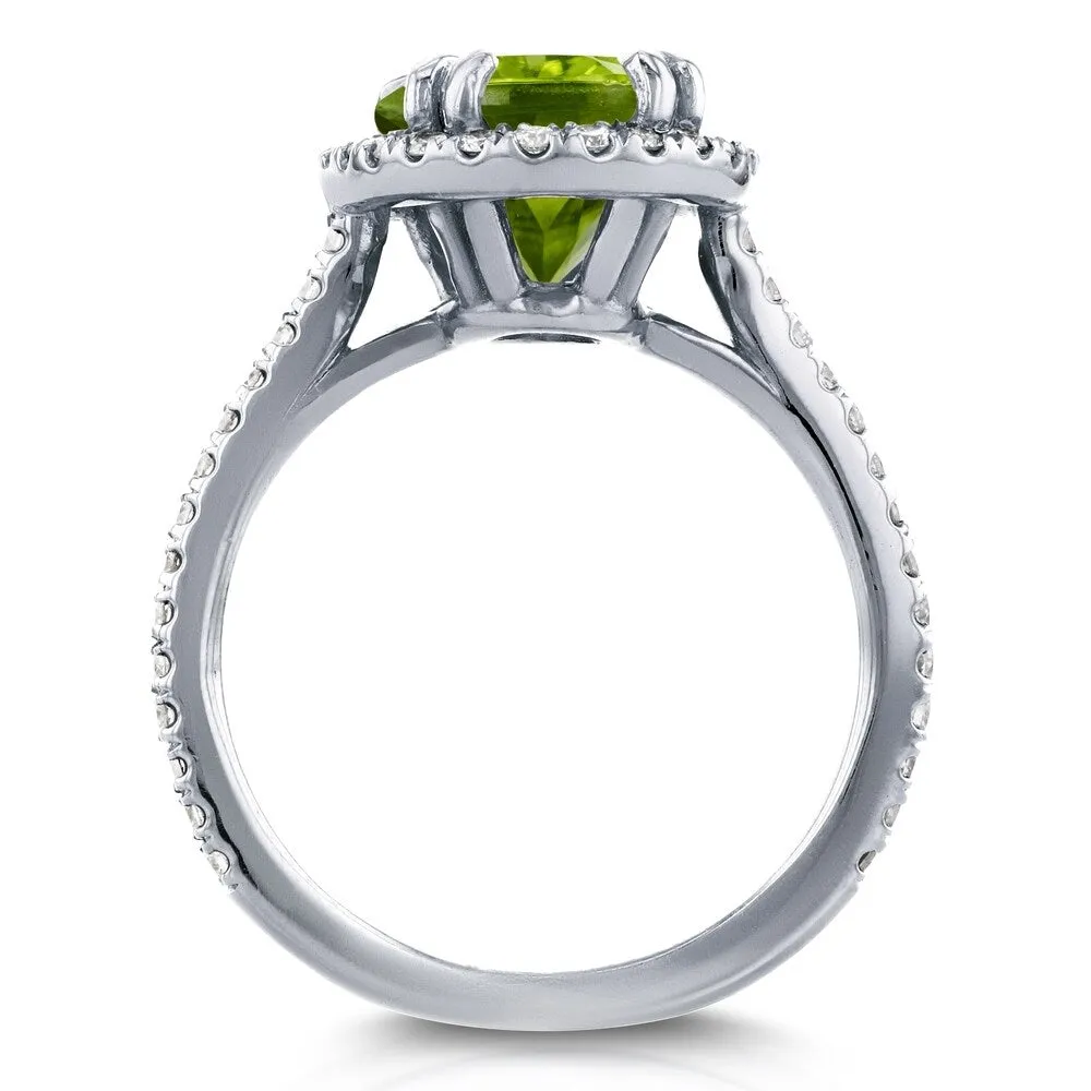 Annello by Kobelli 14k Gold 2 3/5ct TGW Oval Cut Green Peridot and Diamond Halo Gemstone Ring sold by Zulily product image thumbnail 4