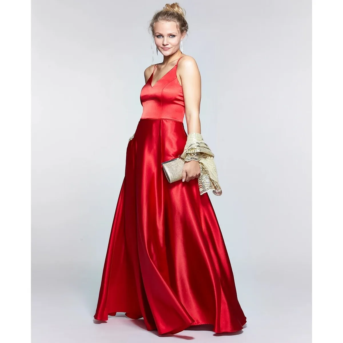 Sequin Hearts Juniors' Double-Strap Gown Red Size 1 sold by Zulily product image thumbnail 2