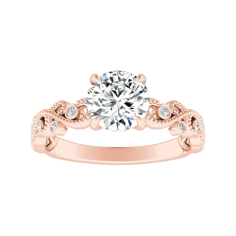 Auriya 14k Gold 3/4ct TW Vintage Moissanite and Diamond Engagement Ring 1/10cttw sold by Zulily product image thumbnail 4
