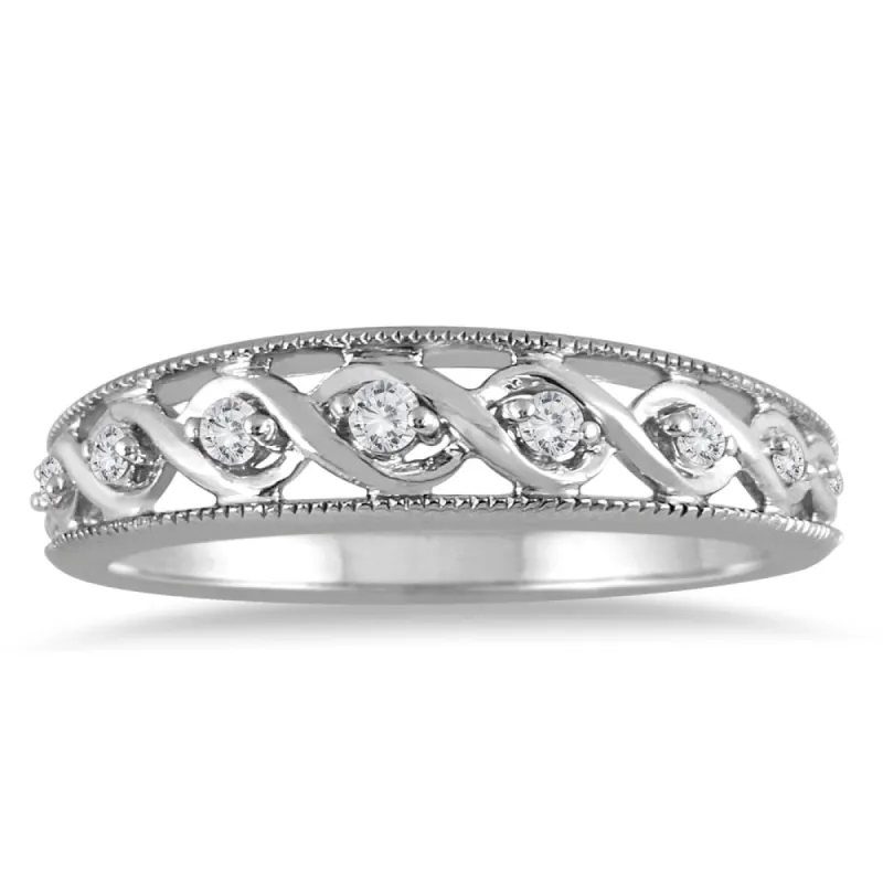 1/8 Carat TW Diamond Braided Band in 14K White Gold sold by Zulily
