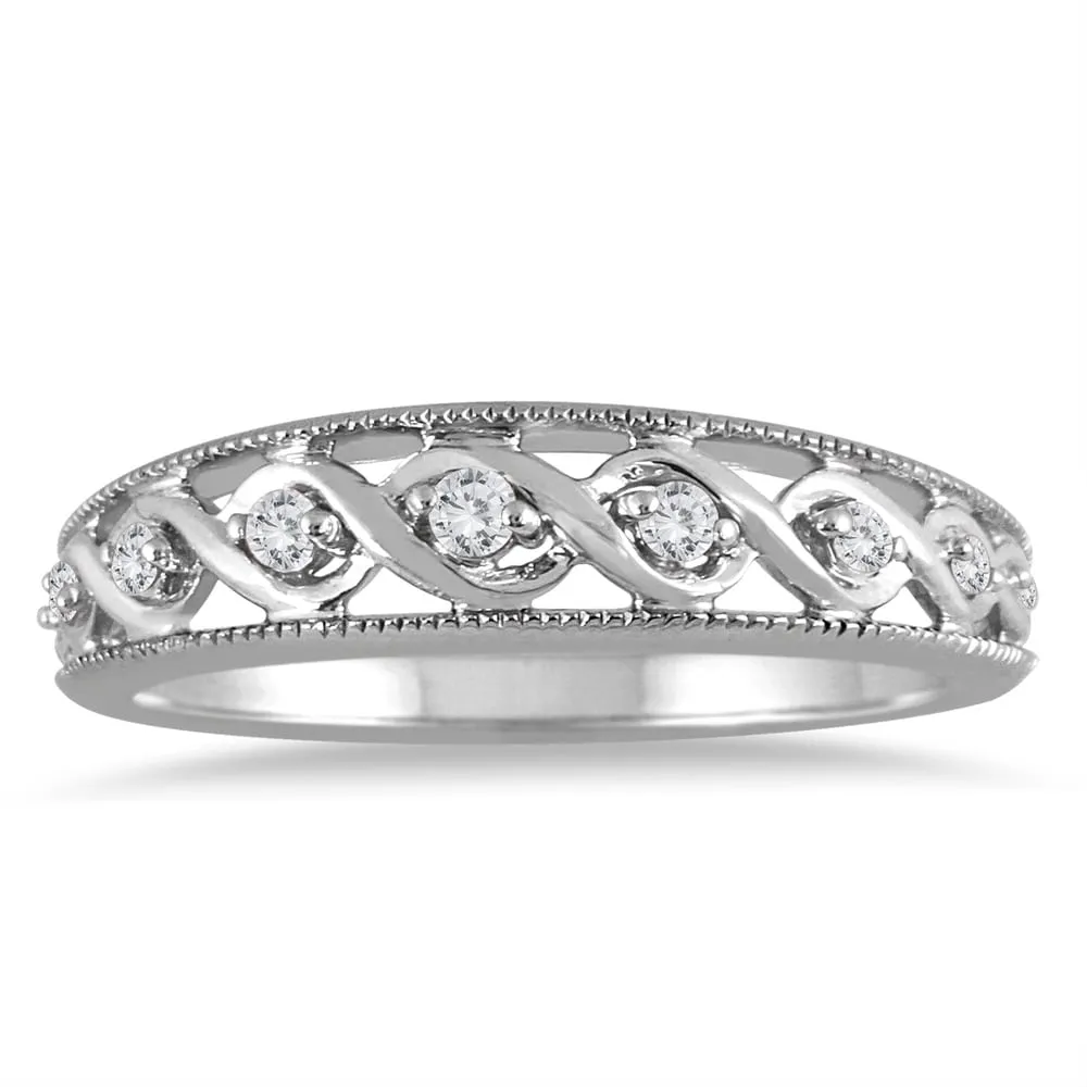 1/8 Carat TW Diamond Braided Band in 14K White Gold sold by Zulily