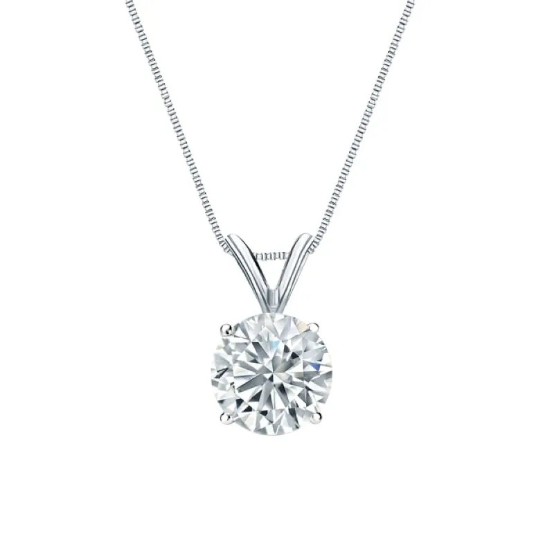 Auriya 14-karat Gold 2.50ctw Round Solitaire Lab Grown Diamond Necklace 4-Prong Basket (F-G VS) - 2.5 sold by Zulily