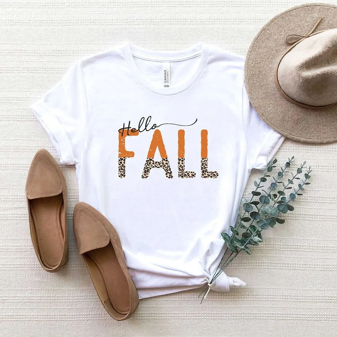 Leopard Hello Fall Short Sleeve Tee sold by Zulily