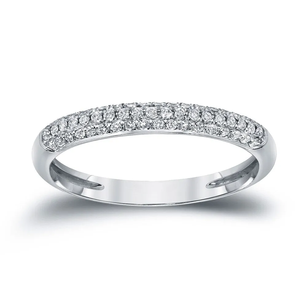 Auriya 3/4ctw Round Pave Diamond Wedding Band 14k White Gold sold by Zulily