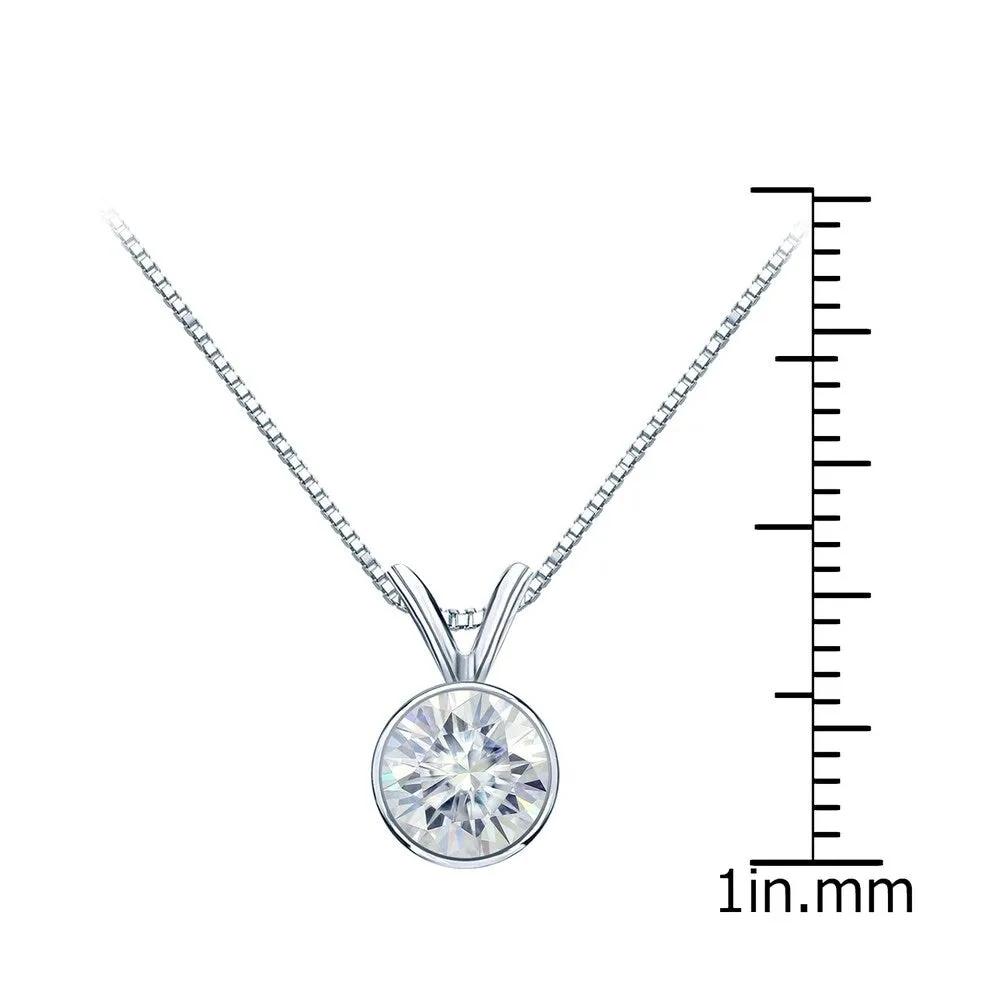 Auriya 18k Gold 1ct TW Round Bezel-set Moissanite Necklace Solitaire - 6.5 mm - 6.5 mm sold by Zulily product image thumbnail 5