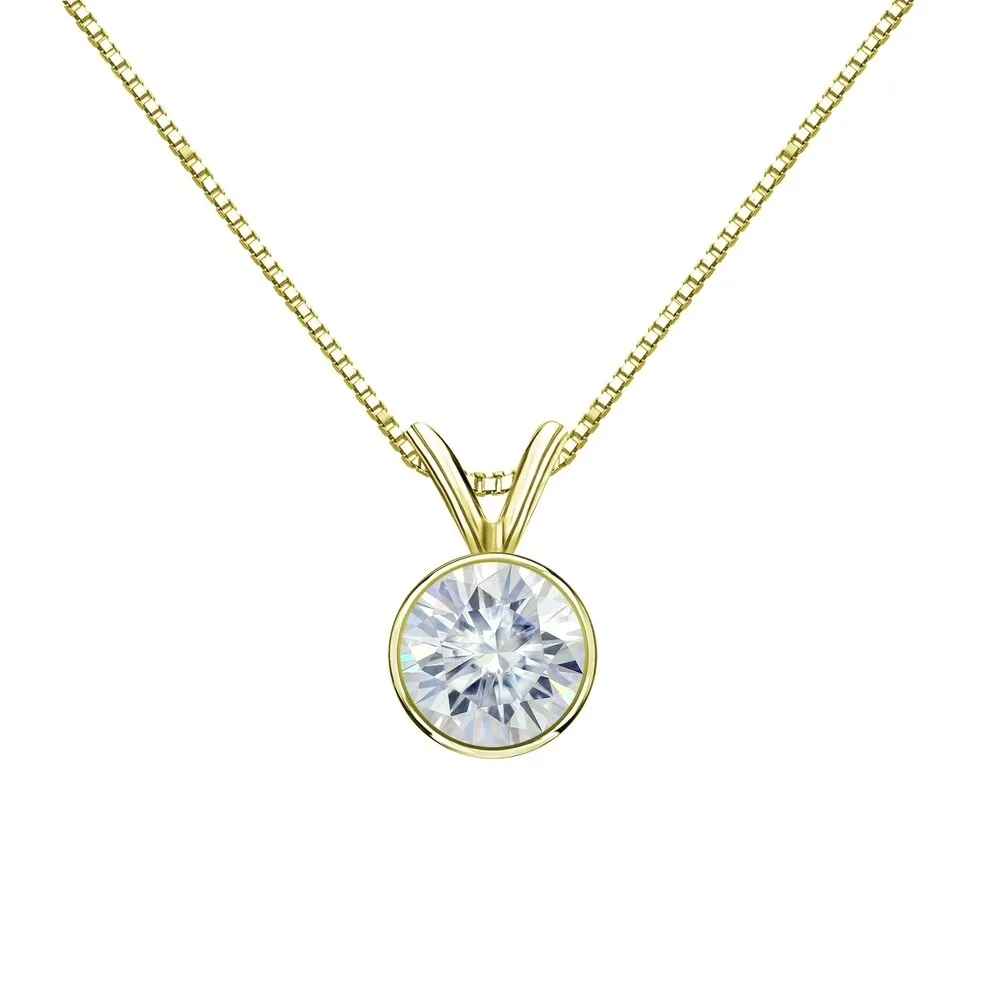 Auriya 18k Gold 1ct TW Round Bezel-set Moissanite Necklace Solitaire - 6.5 mm - 6.5 mm sold by Zulily product image thumbnail 2