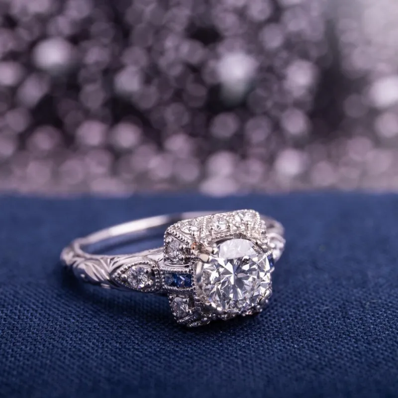 Miadora Signature Collection 14k White Gold Sapphire and 1 1/4ct TDW Diamond Engagement Ring - Blue sold by Zulily