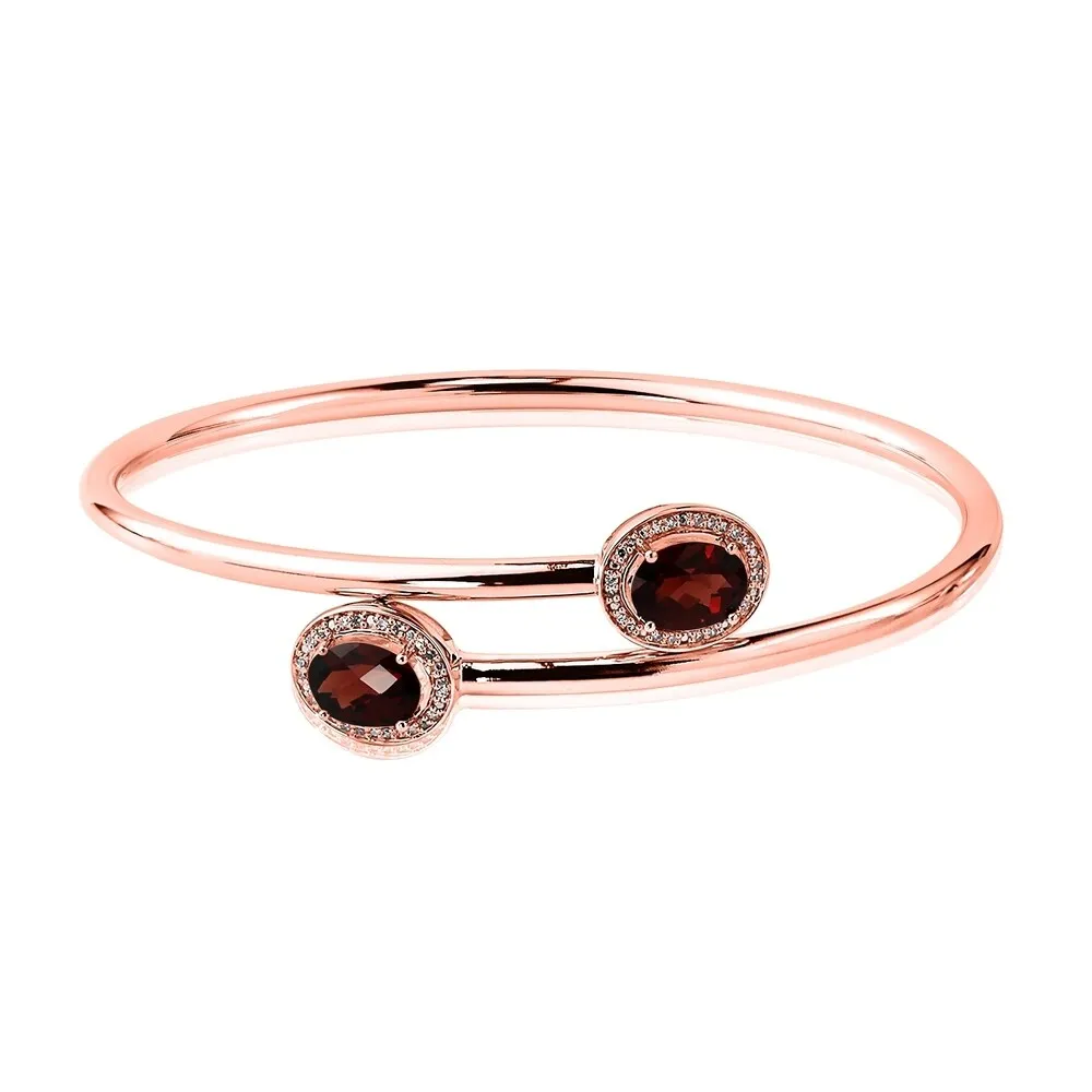 Auriya 2 1/2ct Oval Red Garnet Gold over Silver Bangle Bracelet with Diamond Accents sold by Zulily product image thumbnail 3