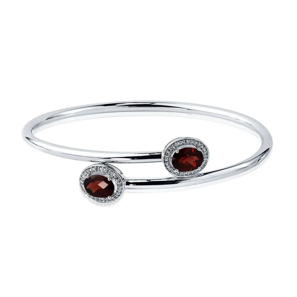 Auriya 2 1/2ct Oval Red Garnet Gold over Silver Bangle Bracelet with Diamond Accents sold by Zulily
