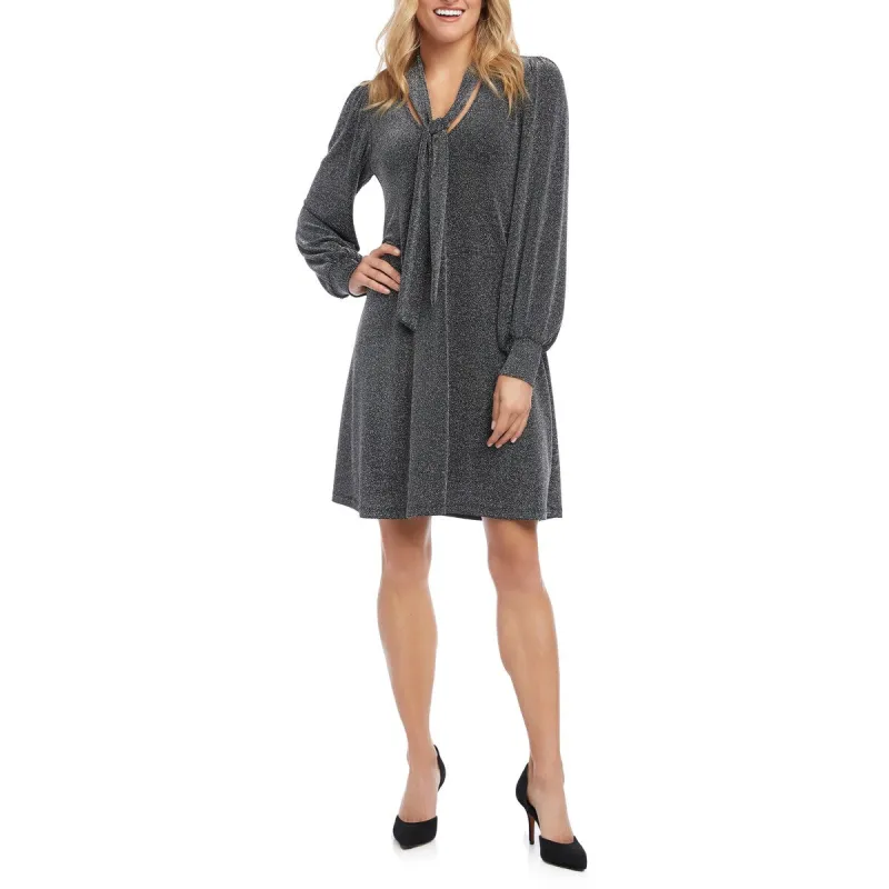 Karen Kane Women's Taylor Metallic Tie Neck Party Dress Gray Size Small sold by Zulily