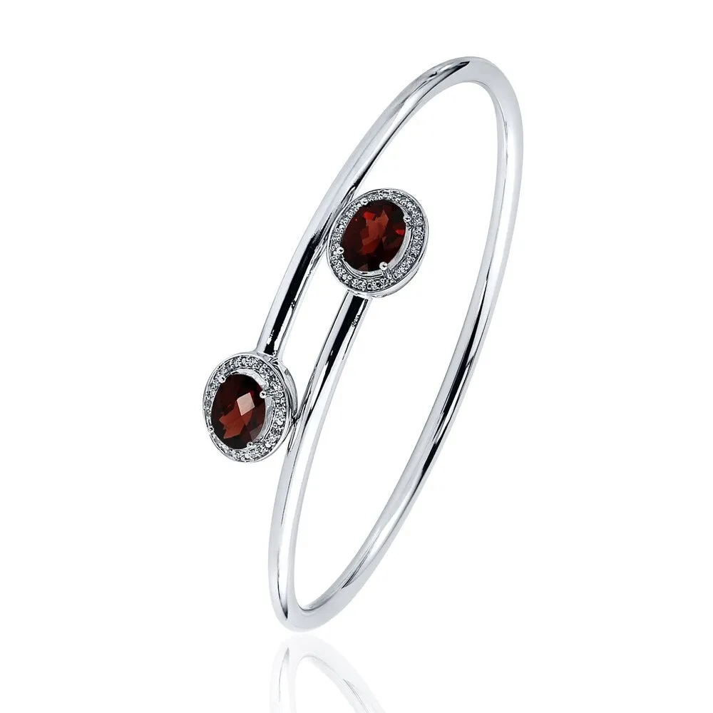 Auriya 2 1/2ct Oval Red Garnet Gold over Silver Bangle Bracelet with Diamond Accents sold by Zulily product image thumbnail 4