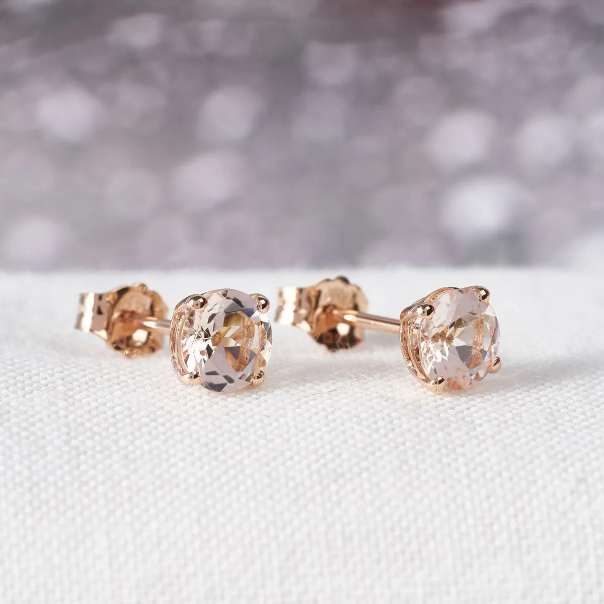 1ct TGW Morganite Solitaire Stud Earrings in 14k Rose Gold by Miadora - 5 mm x 5 mm x 3.7 mm - 5 mm x 5 mm x 3.7 mm sold by Zulily product image thumbnail 2