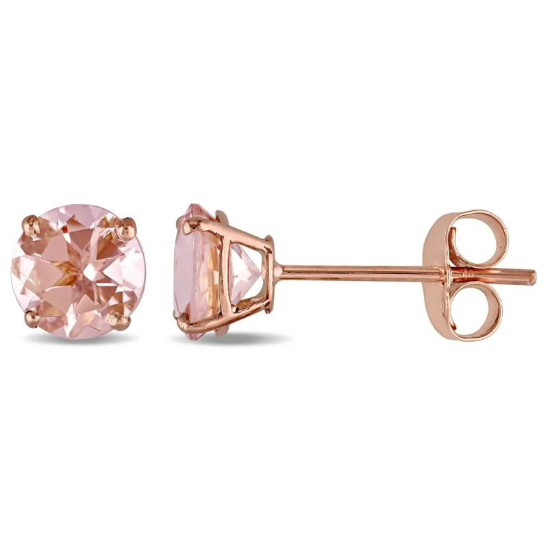 1ct TGW Morganite Solitaire Stud Earrings in 14k Rose Gold by Miadora - 5 mm x 5 mm x 3.7 mm - 5 mm x 5 mm x 3.7 mm sold by Zulily