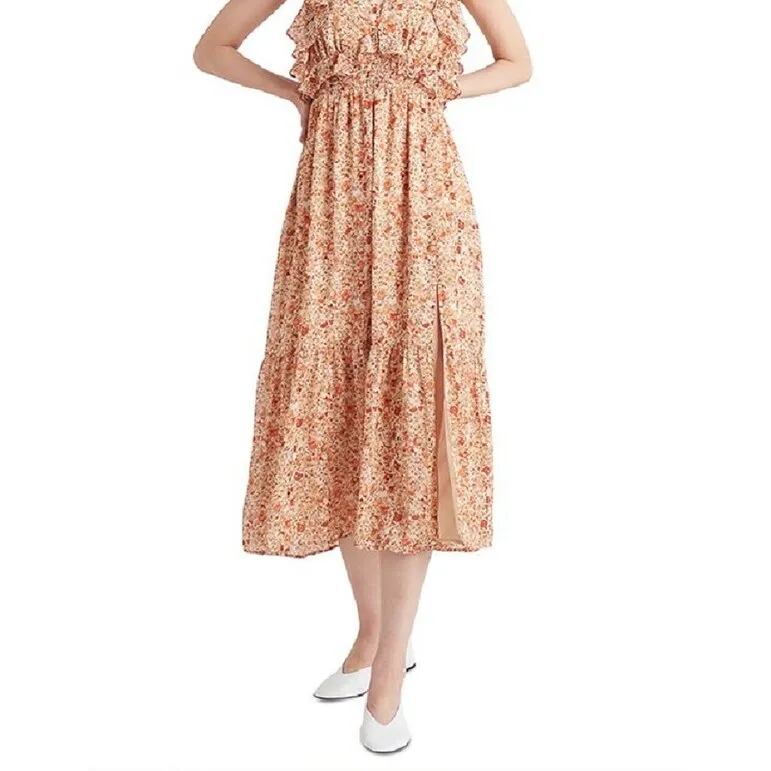 Black Tape Women's Printed Tie Back Ruffled Maxi Dress Orange Size Medium sold by Zulily product image thumbnail 3