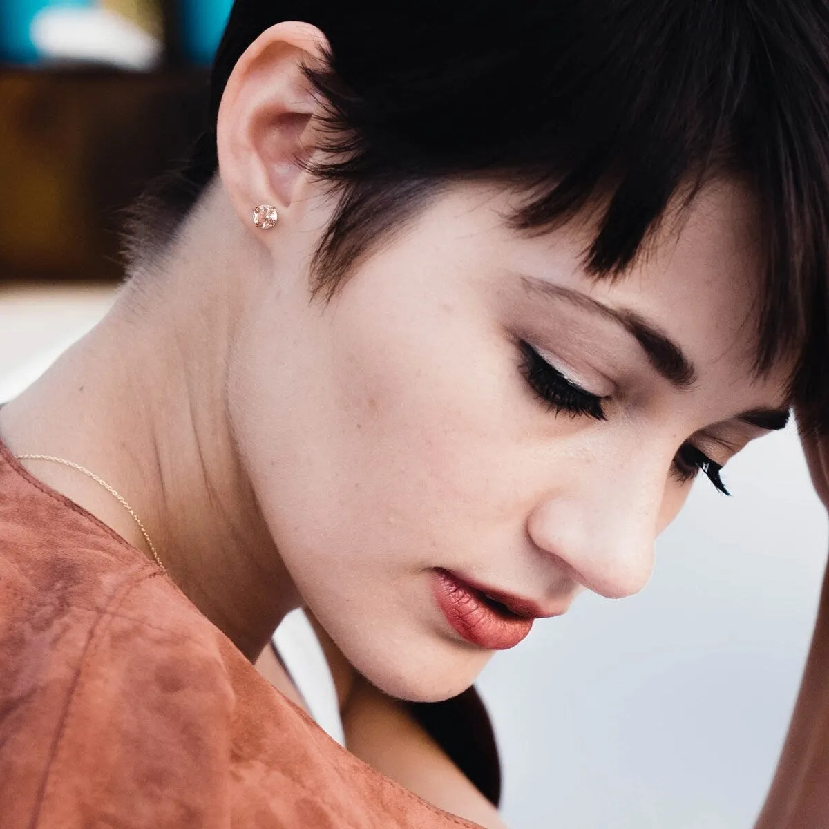 1ct TGW Morganite Solitaire Stud Earrings in 14k Rose Gold by Miadora - 5 mm x 5 mm x 3.7 mm - 5 mm x 5 mm x 3.7 mm sold by Zulily product image thumbnail 3