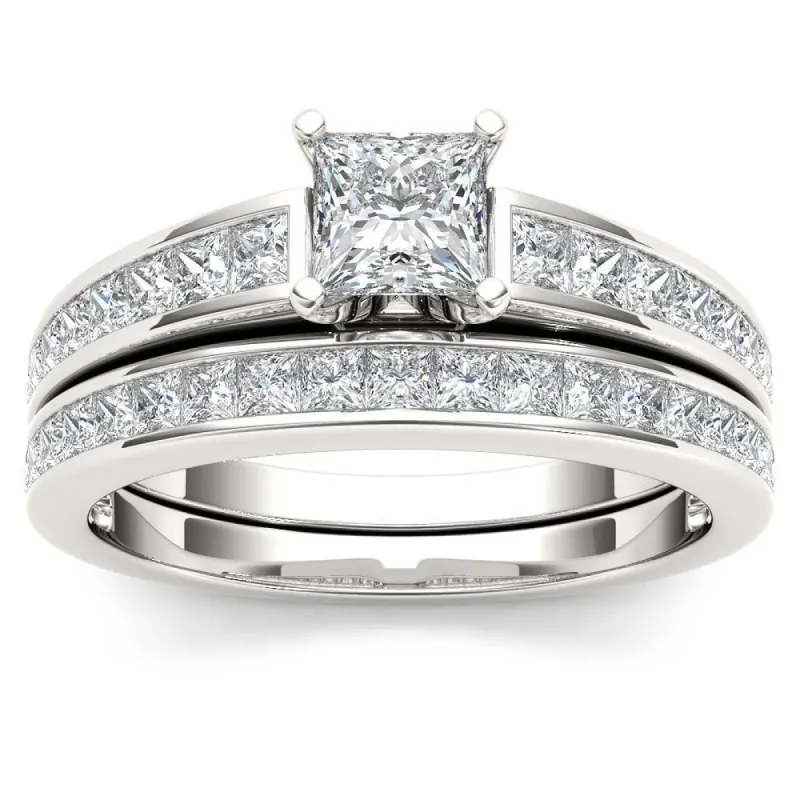 De Couer 14k White Gold 1 1/2ct TDW Diamond Classic Engagement Ring Set with One Band - White H-I sold by Zulily
