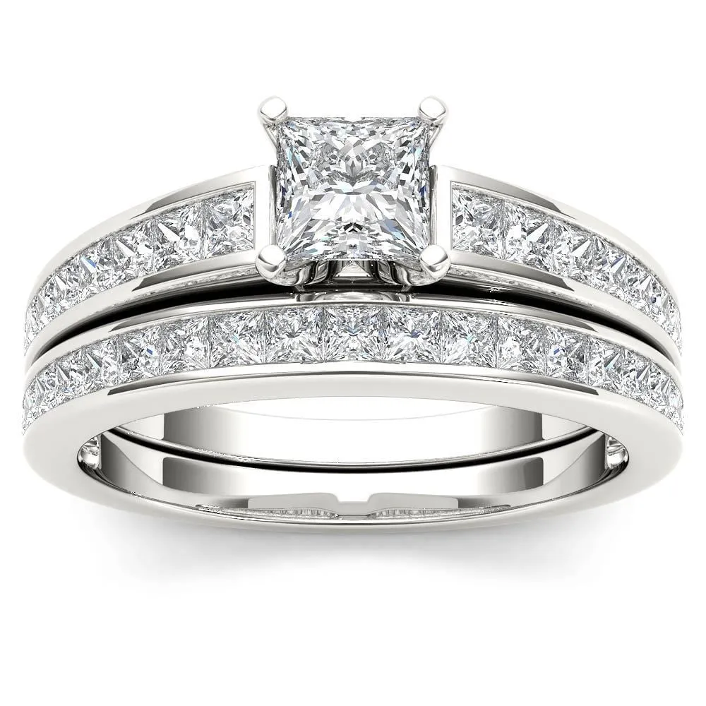 De Couer 14k White Gold 1 1/2ct TDW Diamond Classic Engagement Ring Set with One Band - White H-I sold by Zulily