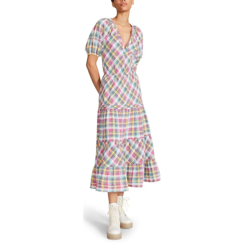 Betsey Johnson Women's Plaid Calf Midi Dress Brown Size 0 sold by Zulily