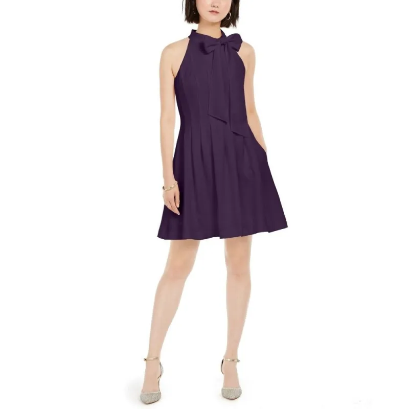 Vince Camuto Women's Bow-Neck Fit & Flare Dress Purple Size 16 sold by Zulily