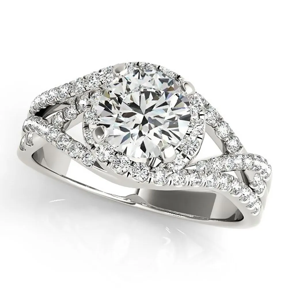 Auriya Modern 2ct Moissanite Halo Diamond Engagement Ring 3/8ctw 14K Gold sold by Zulily
