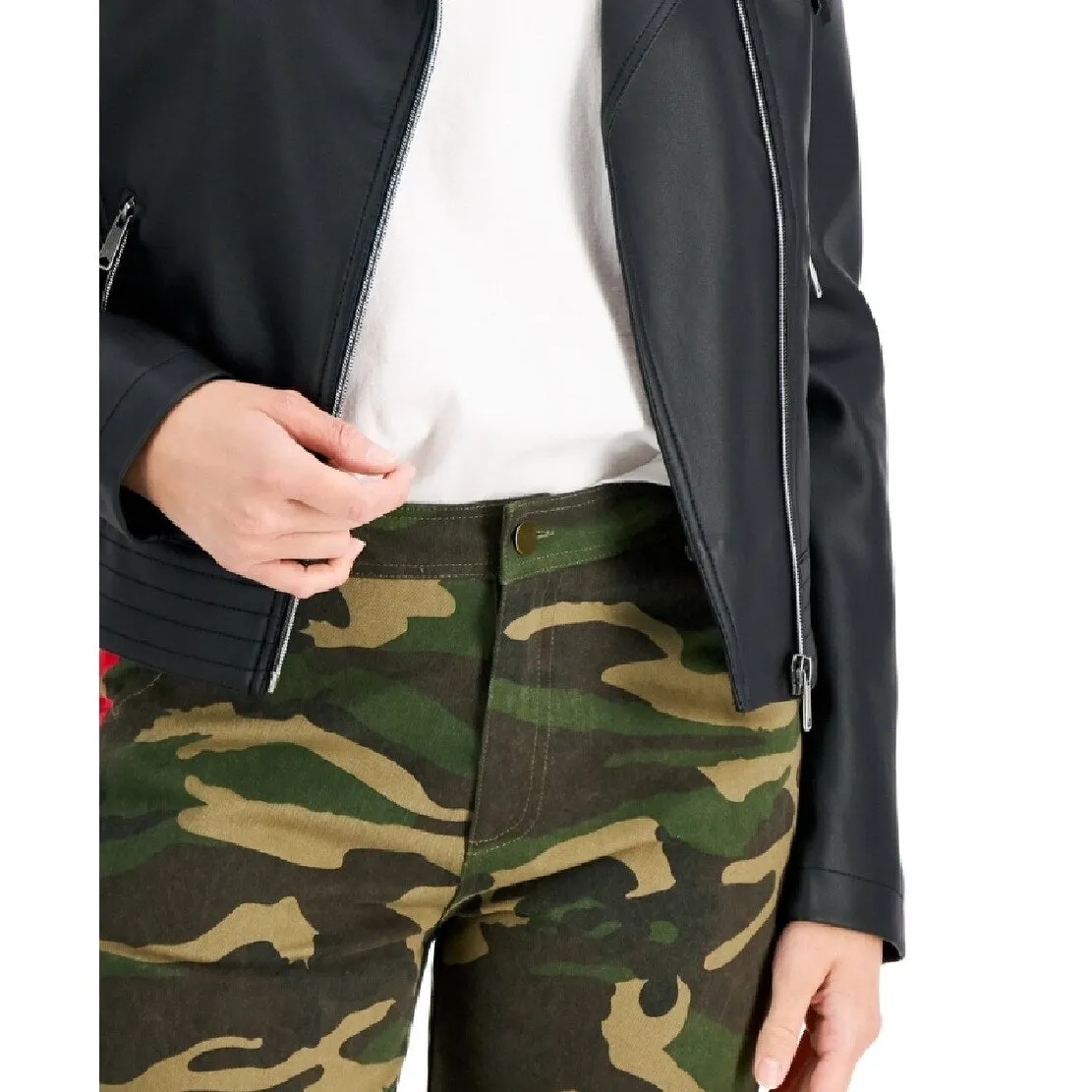 Coffeeshop Junior's Faux Leather Fringe Moto Jacket Black Size Medium sold by Zulily product image thumbnail 3