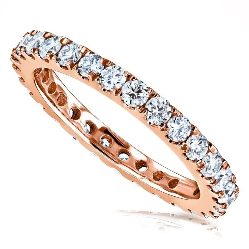 Annello by Kobelli 1ct TDW Genuine Natural Diamond Eternity Wedding Ring - 14k Rose Gold made by Zulily