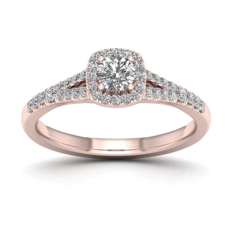 De Couer IGI Certified 1/2ct TDW Diamond Halo Ring - Pink sold by Zulily