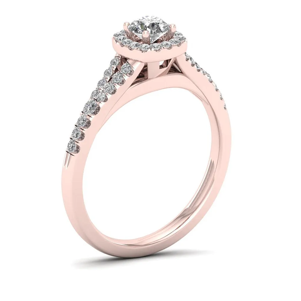 De Couer IGI Certified 1/2ct TDW Diamond Halo Ring - Pink sold by Zulily product image thumbnail 2
