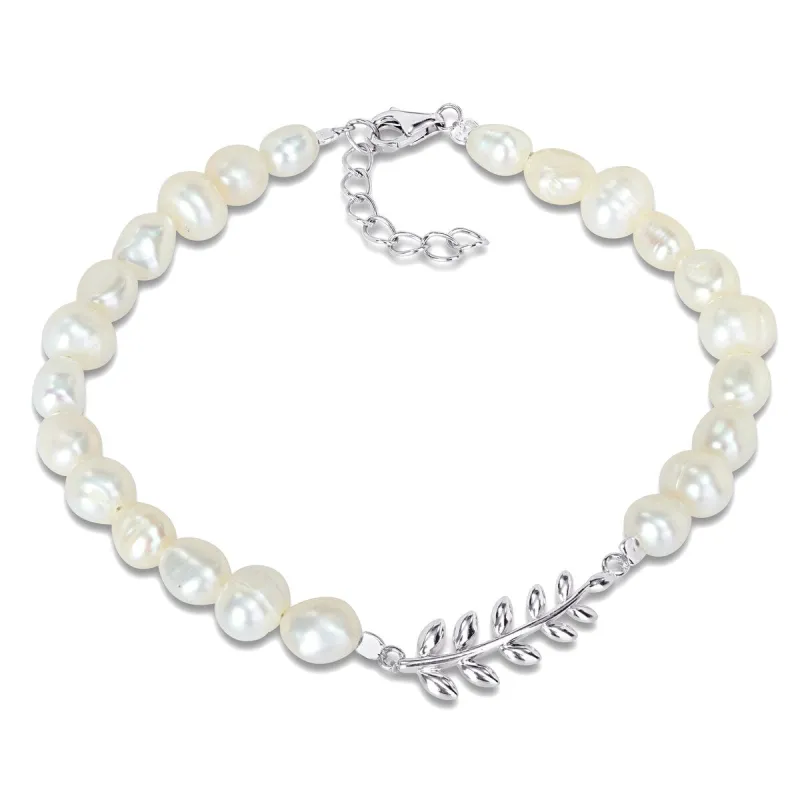 Miadora 5-6.5 mm White Freshwater Cultured Pearls Bracelet in Sterling Silver sold by Zulily