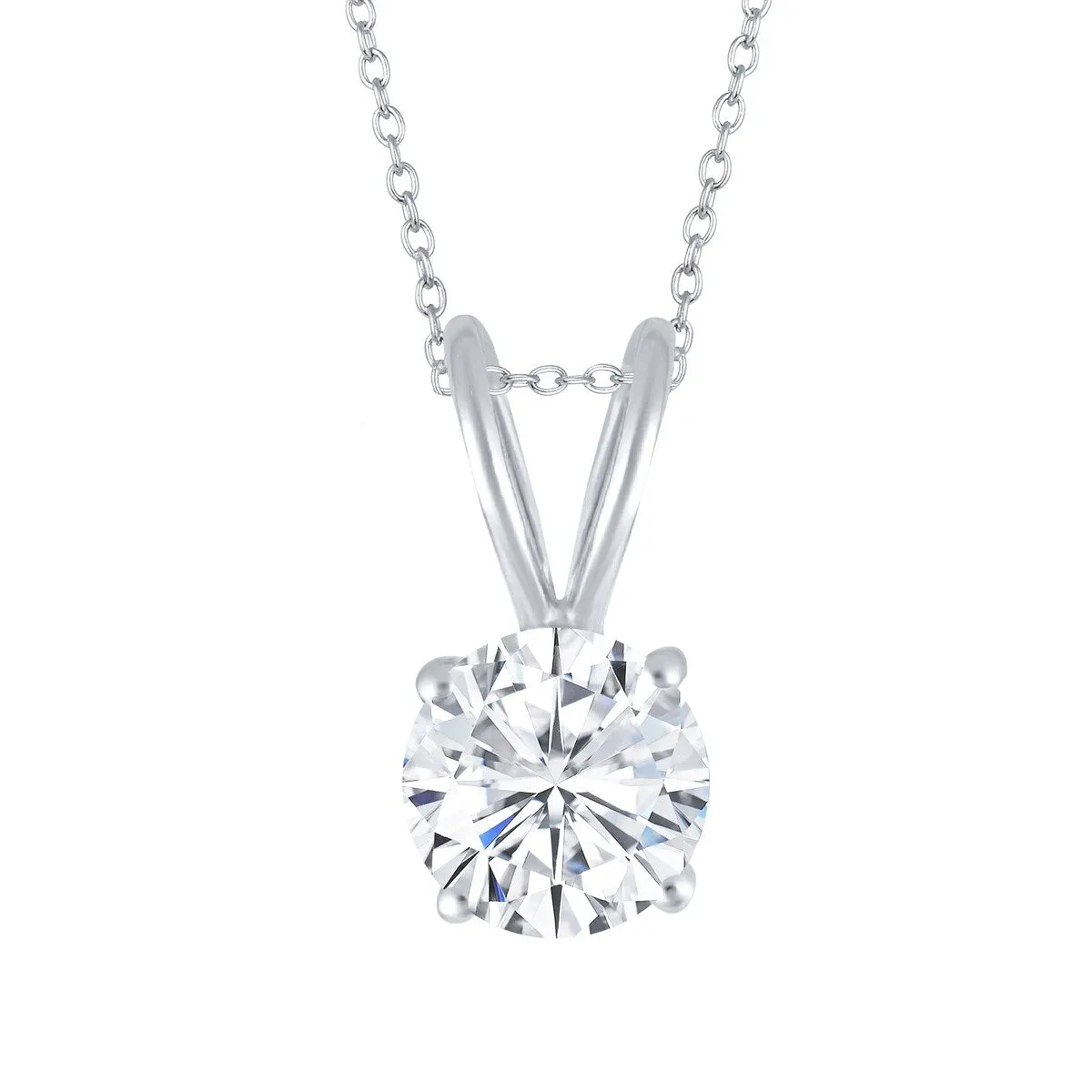 0.80CT Round Moissanite Sterling Silver Solitaire Pendant sold by Zulily